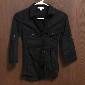 James Perse Black Utility Button Down Shirt